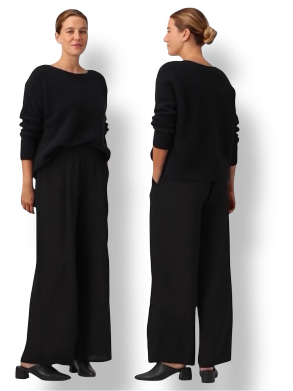 Eileen Fisher Silk Georgette Crepe Straight Pant Easy Fit Ankle Length Size 3X